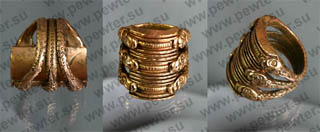 Кольцо с тремя амфисбенами бронзовое