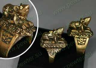 Перстень с мышью Ганеши из бронзы